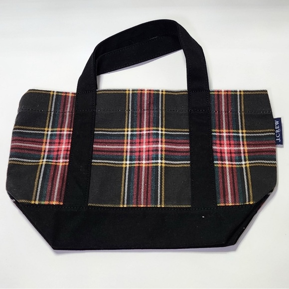J.Crew Canvas Mini structured canvas tote bag Tartan Plaid Holiday NWT - Picture 1 of 6